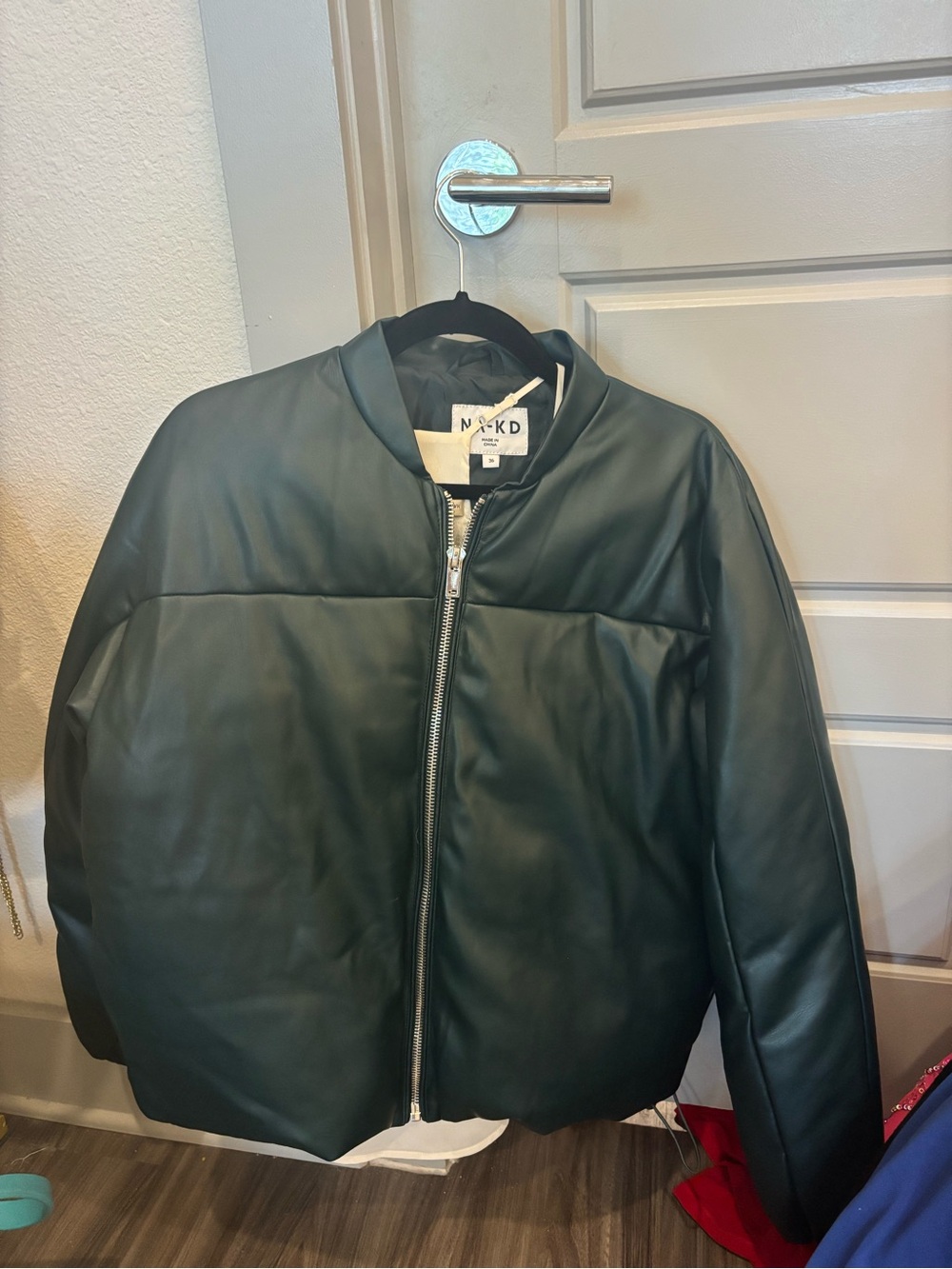 NA-KD Oversized Faux Leather Bomber Jacket Black Size Small (EU 36)